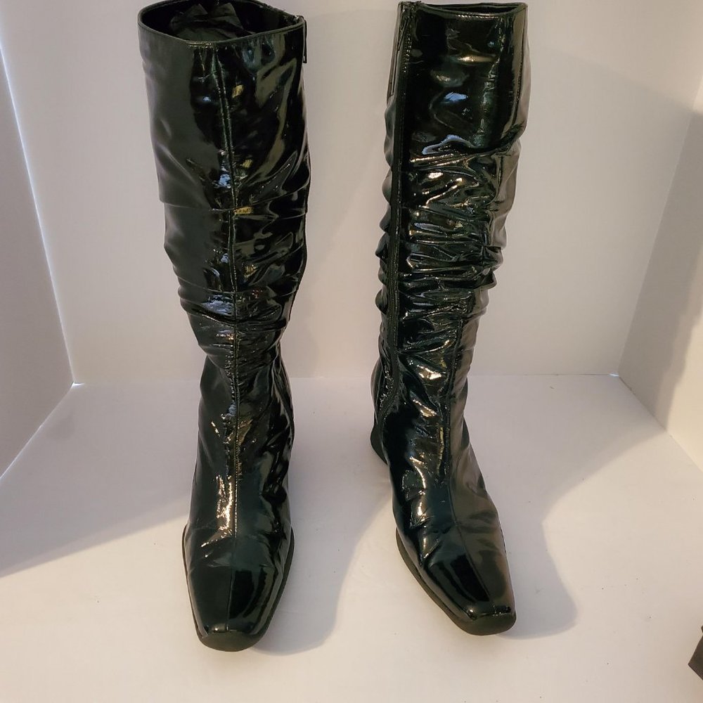 Perlina Black Patent Leather Knee Boots